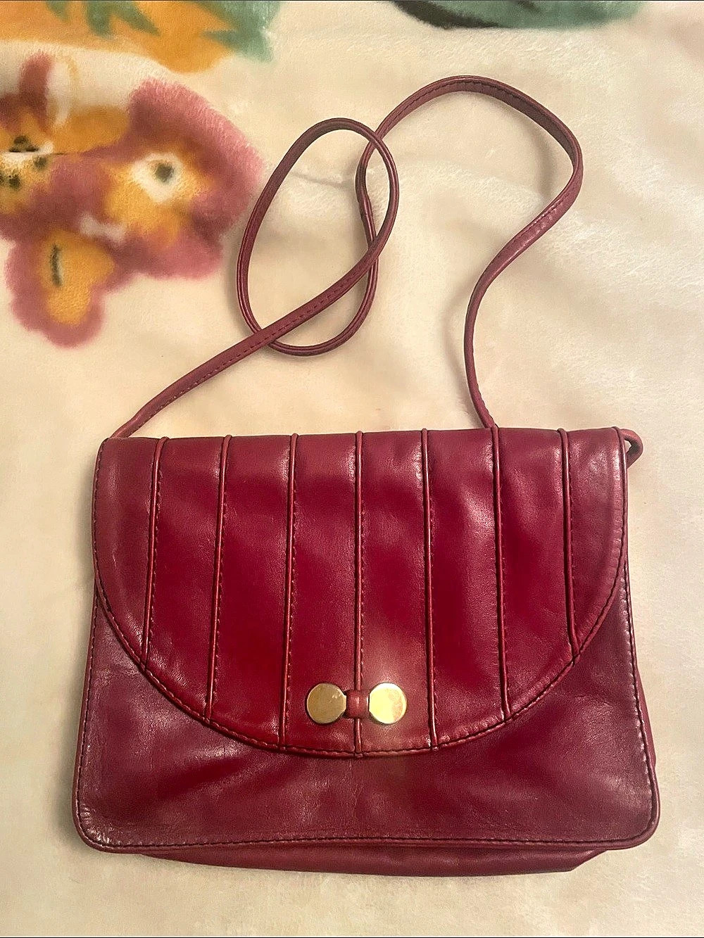 Jacques Bloumels Paris Burgundy Leather-Style Shoulder Bag
